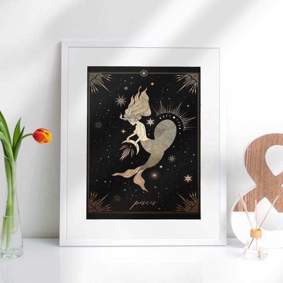 Pisces Wall Art Celestial Zodiac Print Poster Unframed - Picture 5 of 16